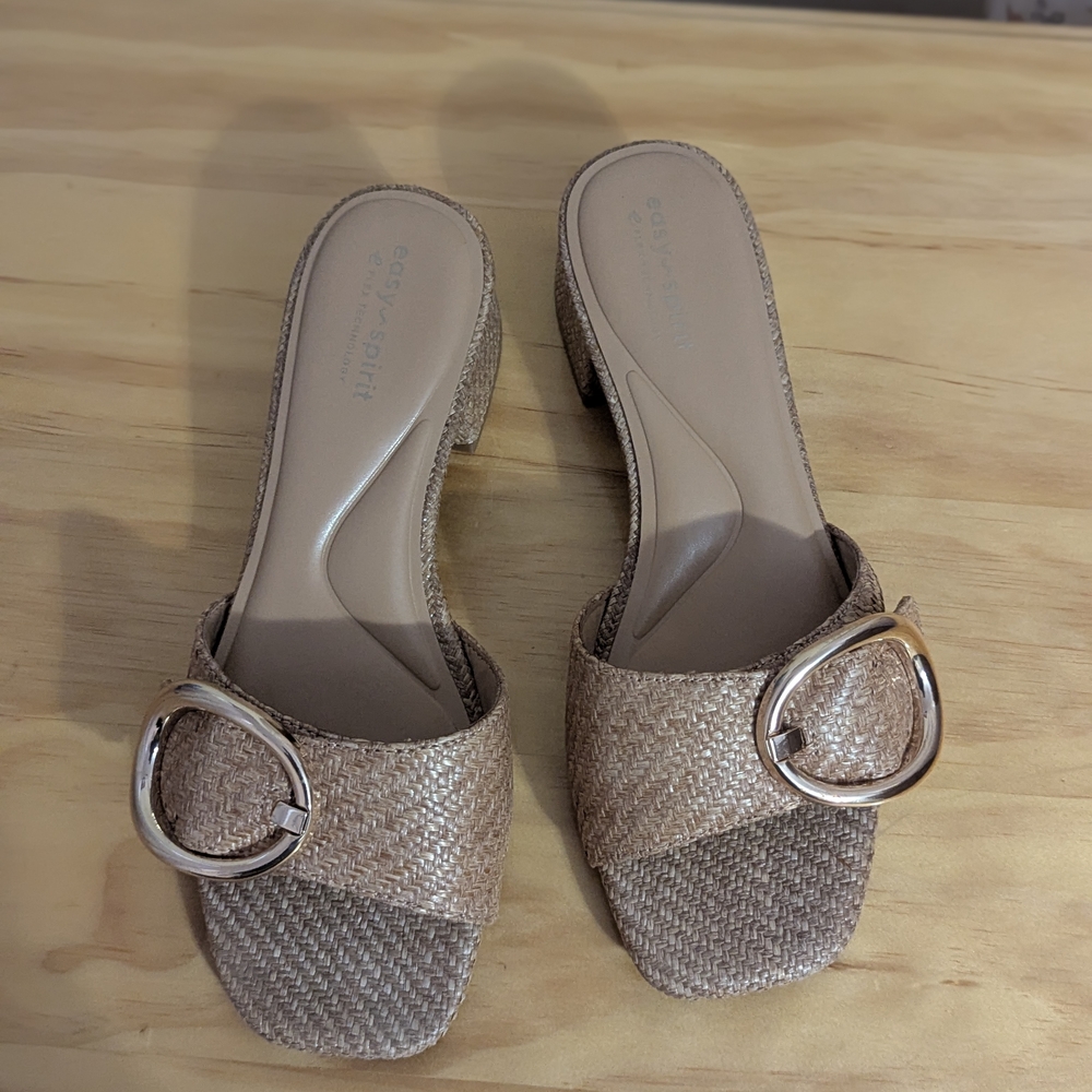 Easy Spirit Tan Buckle Mules